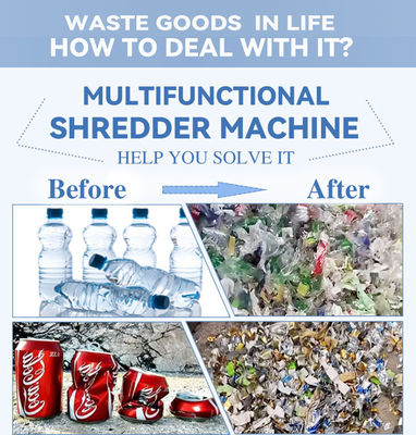 Safety Industrial Waste Shredder Machine For Glass Wood Paper Plastic Iron Aluminium